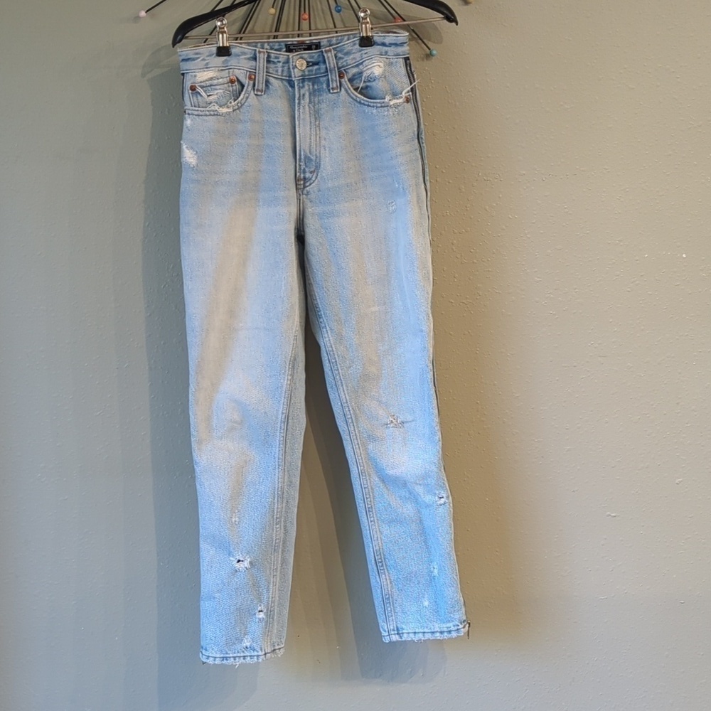Abercrombie & Fitch Annie High Rise Girlfriend Jeans Zipper Size 25/0 Reg Grunge